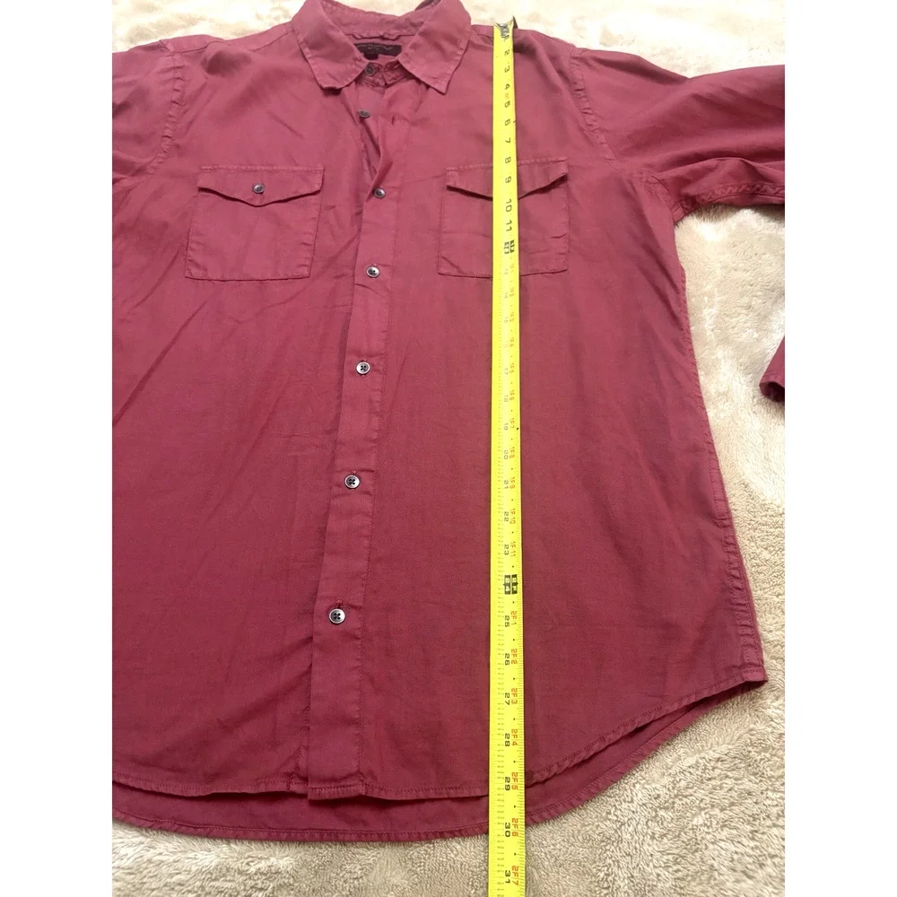 Banana Republic Mens oxford Shirt Sz L Log Sleeve Button Down Red Slim Fit cott